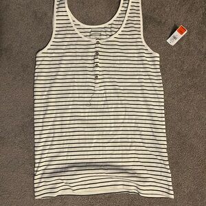 Old Navy Cream and Black Striped Tank Top